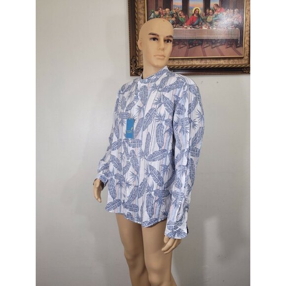 Caribbean Mens Shirt Size XL Long Sleeve Button Up White Linen Blend. NWT 37 - Picture 3 of 11